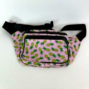 Sojourner Fanny‎ Pack Pineapple Print Waist Belt Bag 3 Pockets Adjustable